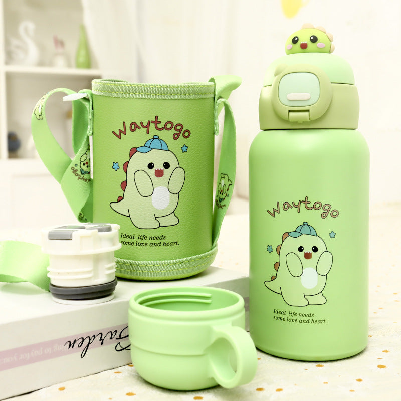 Ladies Insulated Water Bottle with Cute Dinosaur Design Bowlift