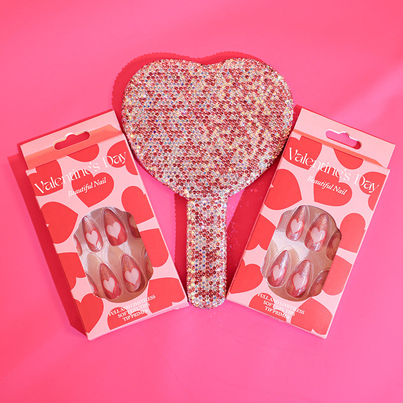 Artful Nail Extensions with Heart Design Bowlift