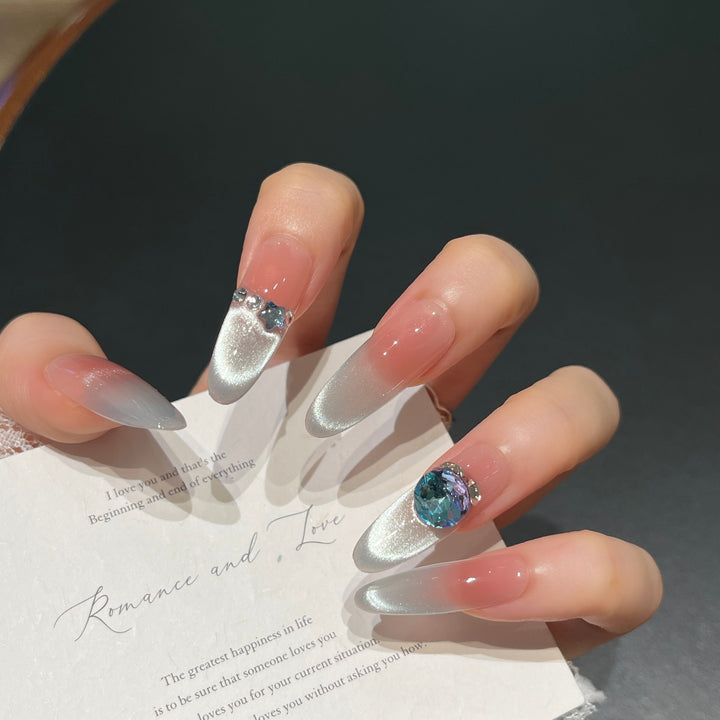 Glamorous Crystal-Studded Stiletto Press-On Nails Bowlift