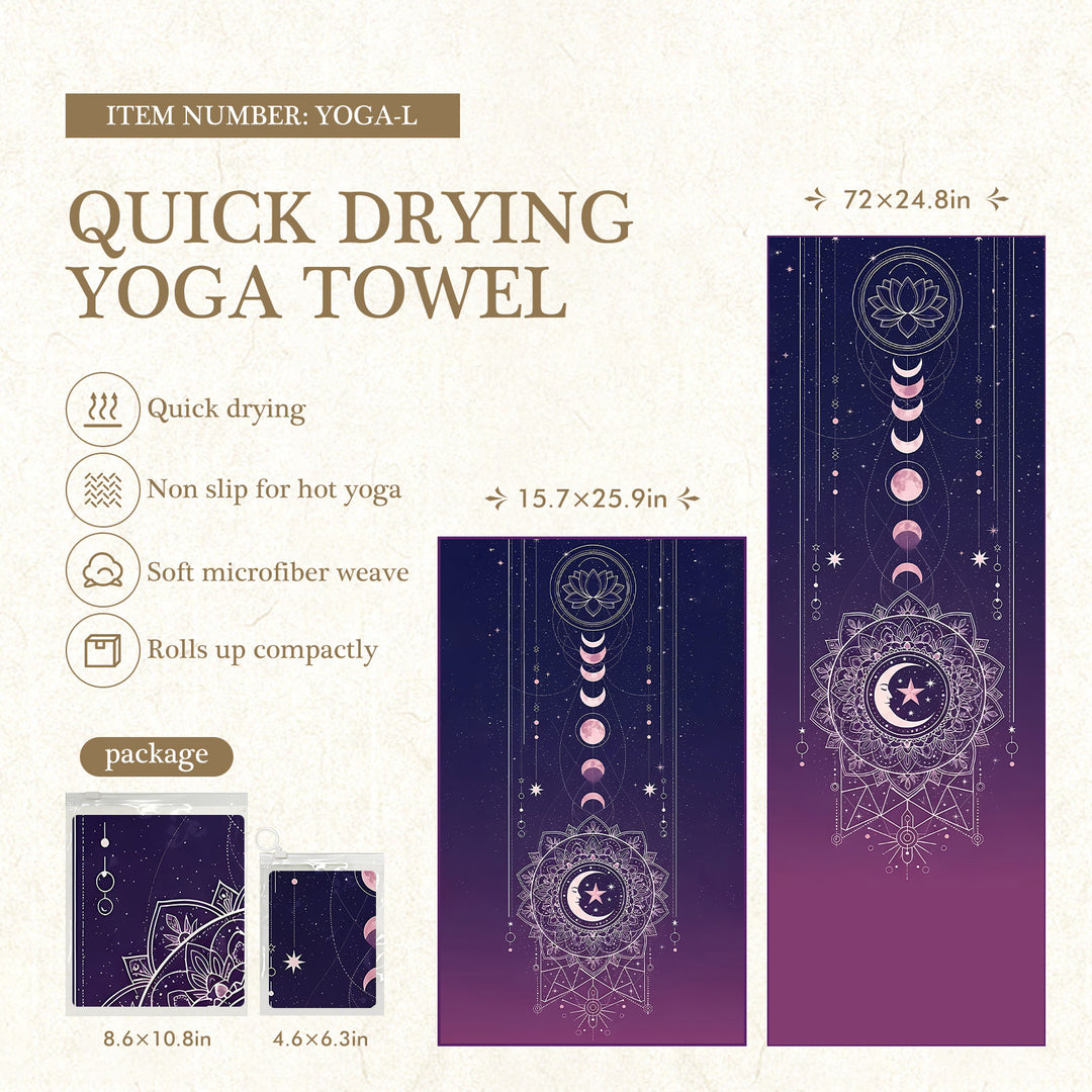 Quick-Drying Non-Slip Microfiber Yoga Towel with Mandala Grip Pattern Bowlift