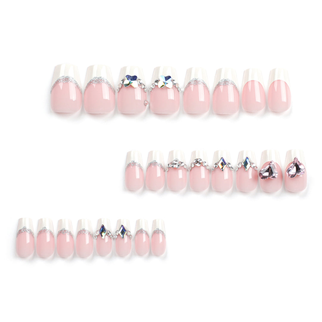 Artistic Nail Extensions with Gemstone Decorations Bowlift