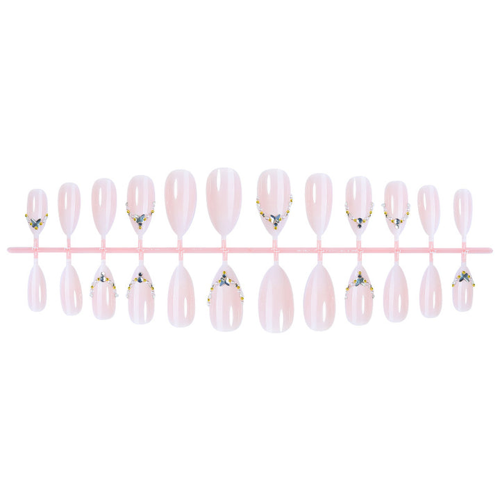 Premium Decorative Press-On Nail Set with Gem Accents Bowlift