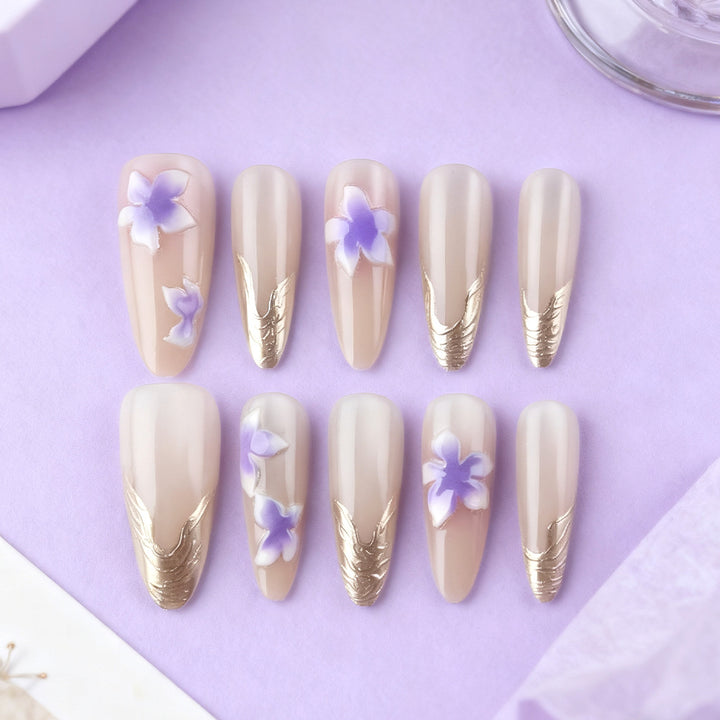 Floral Design Press-On Nails Bowlift