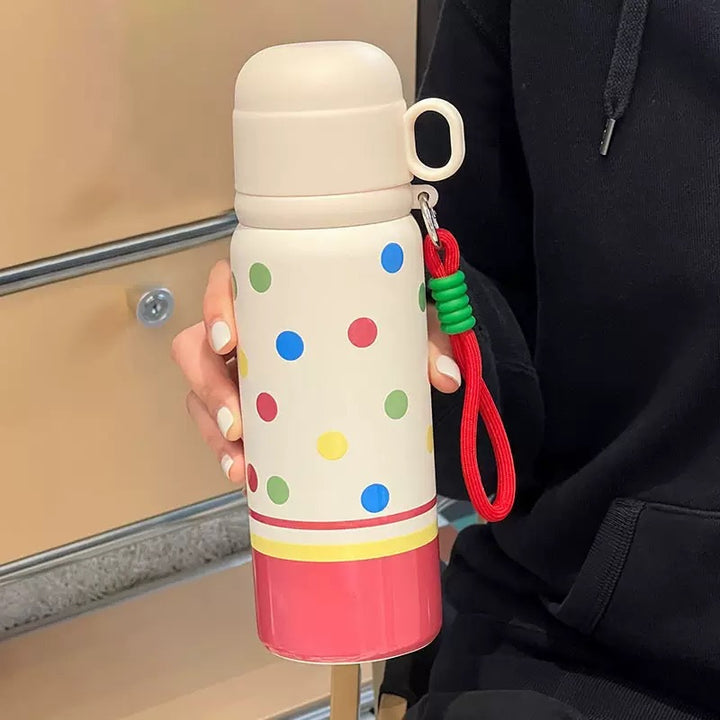 Women's insulated bottle with cheerful polka dot pattern Bowlift