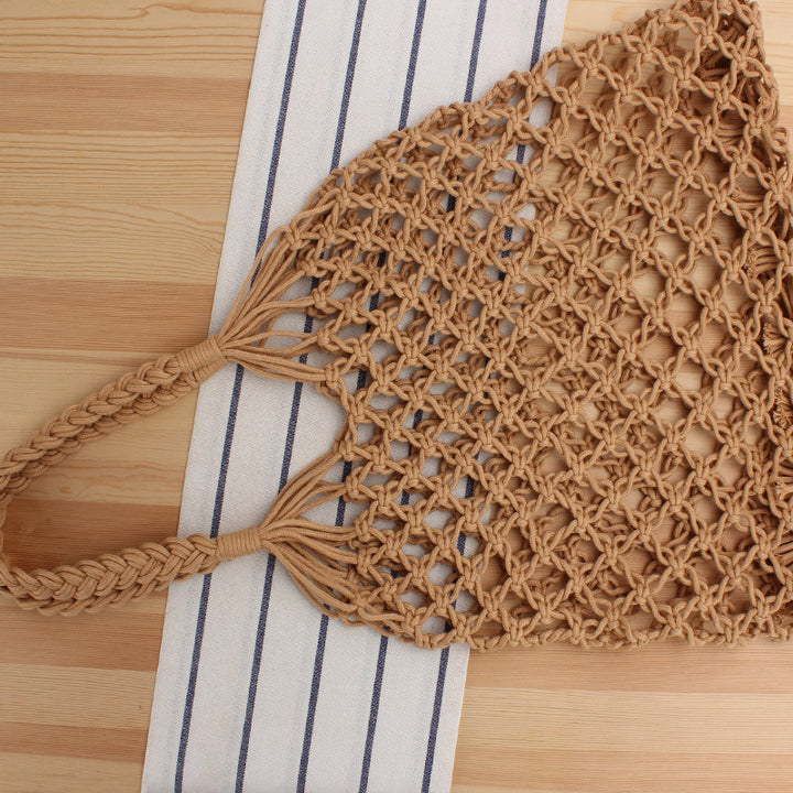 Mesh tote bag made of handcrafted natural material with unique pattern Bowlift