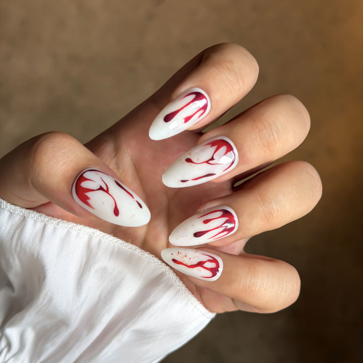Artistic Abstract Blood-Splattered Press-On Nails Bowlift