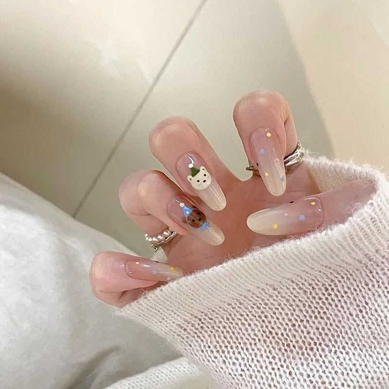 Artificial nails with cute animal designs Bowlift