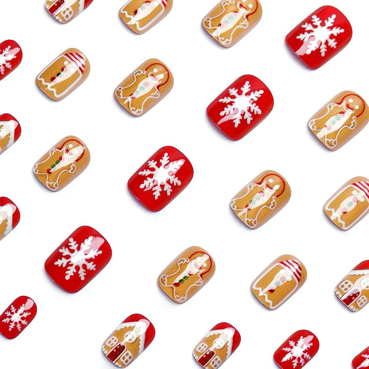 Artificial nails in Christmas gingerbread house design Bowlift