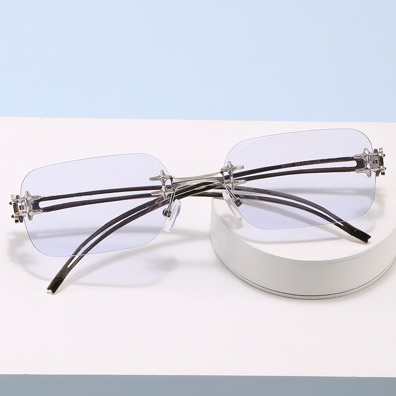Fashionable metal sunglasses with rectangular frame Bowlift