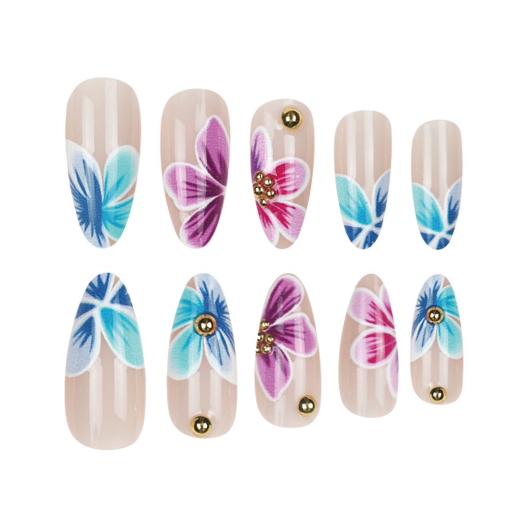 Artistic Floral Design Press-On Nails Bowlift