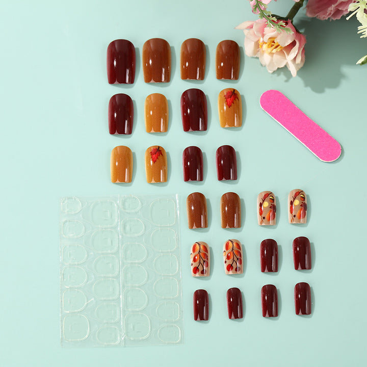 Artificial Nail Set with Natural Autumn Design Bowlift
