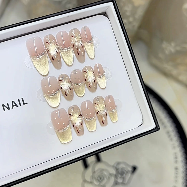 Artistic Floral Pattern Press-On Nail Set Bowlift