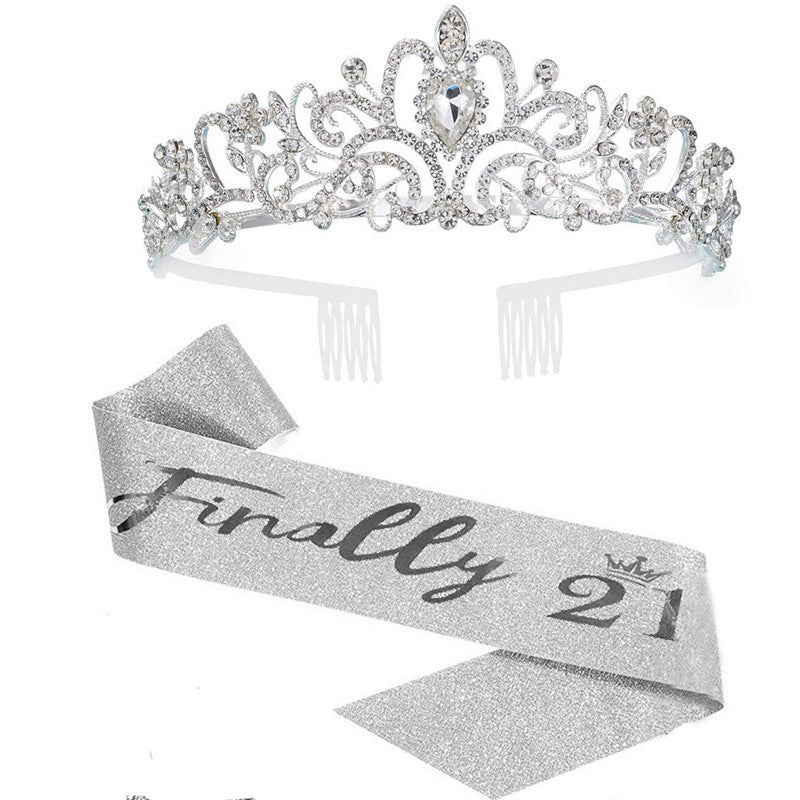 Women's Sparkling Crown with Radiant Rhinestone Embellishment Bowlift