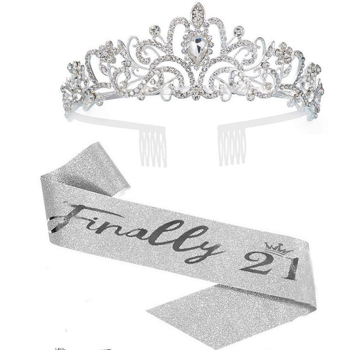 Women's Sparkling Crown with Radiant Rhinestone Embellishment Bowlift