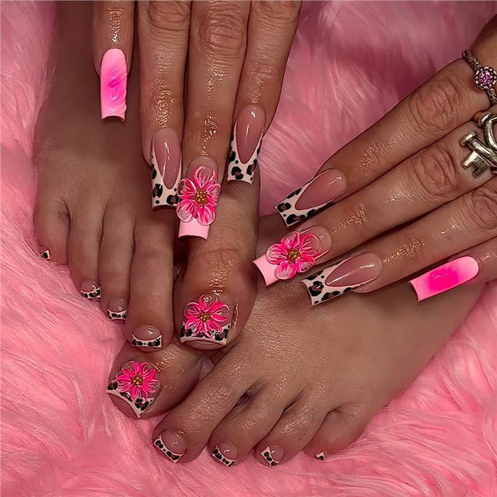 Artistic Floral Press-On Nail Art Bowlift