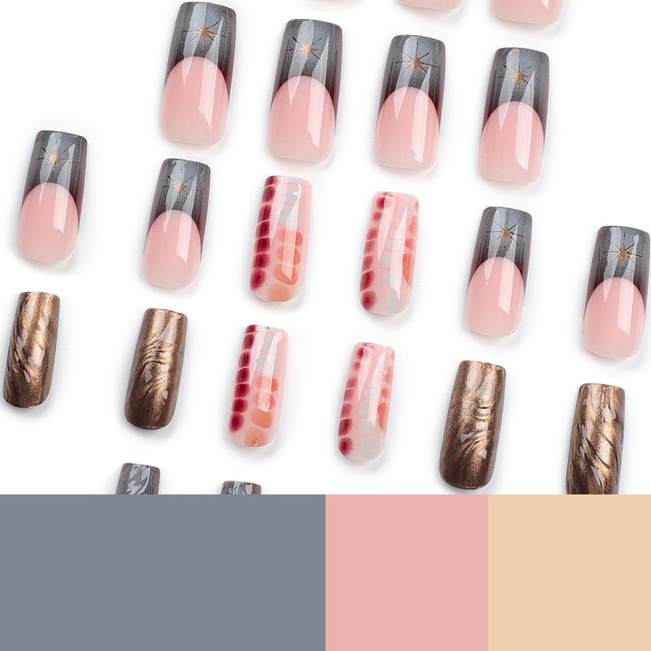 Artificial nail extensions with elegant floral design Bowlift
