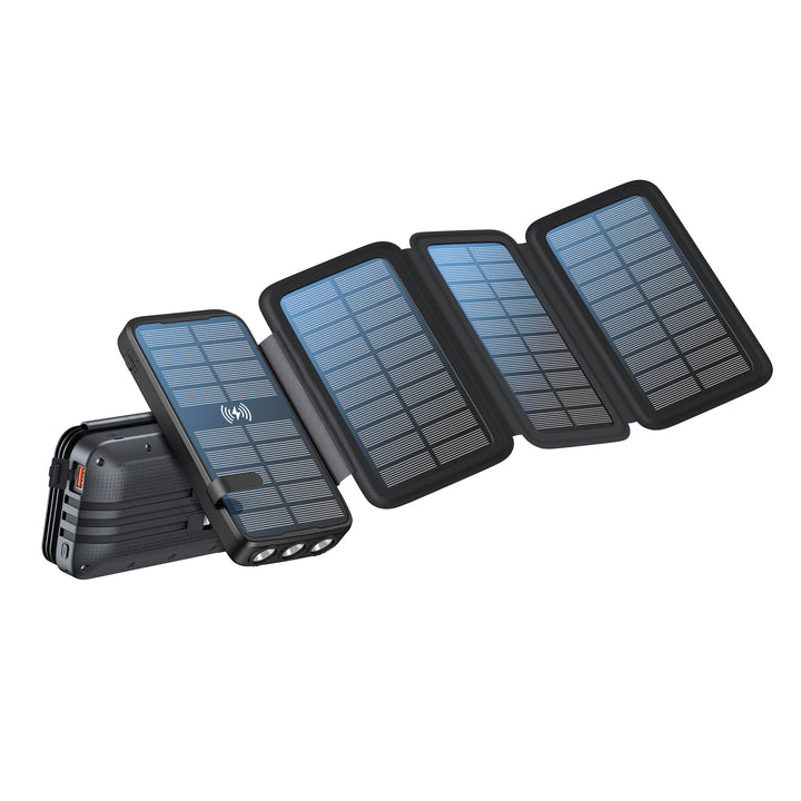 Portable Solar Powerbank with Wireless Charging and LED Lamp Bowlift