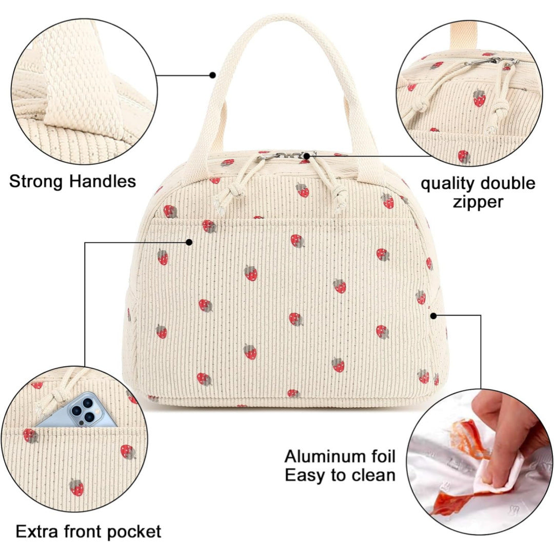 Insulated Strawberry Print Lunch Bag Bowlift