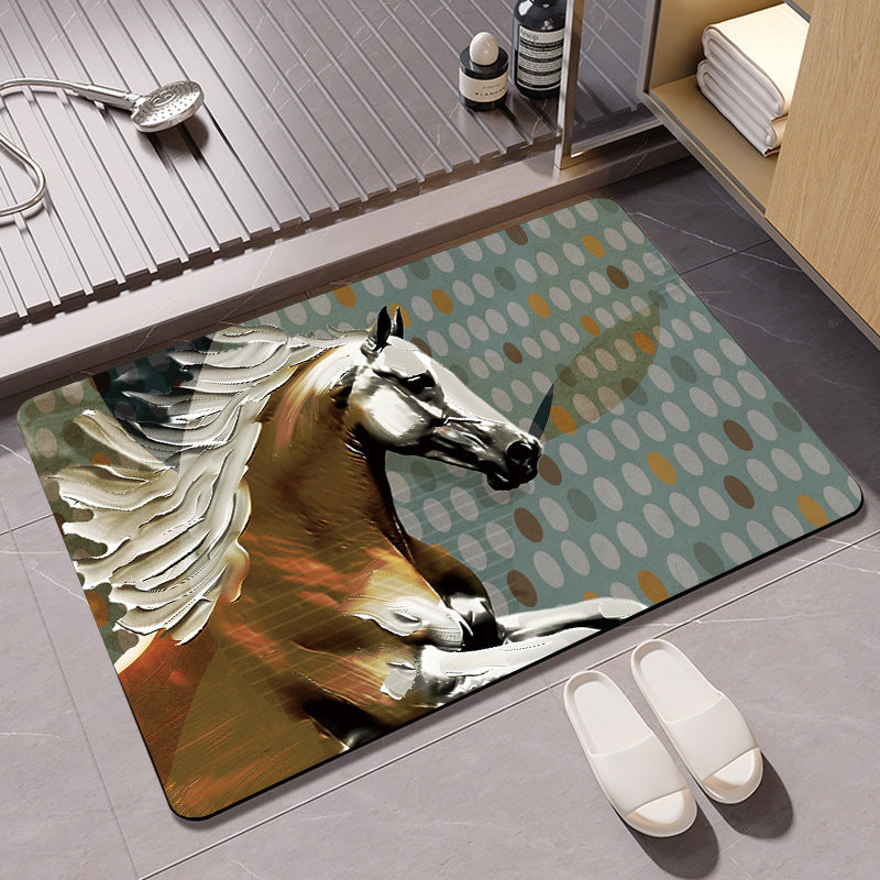 Artistic Horse-Themed Bath Mat Bowlift