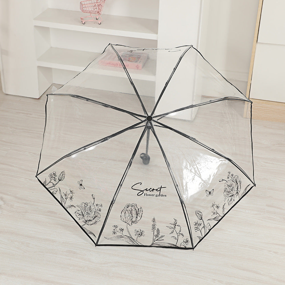 Ladies elegant transparent umbrella with romantic design Bowlift