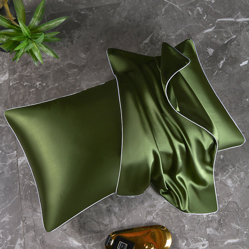 Mulberry Silk-Feel Satin Pillowcase Set with Piping and Hidden Zipper Bowlift