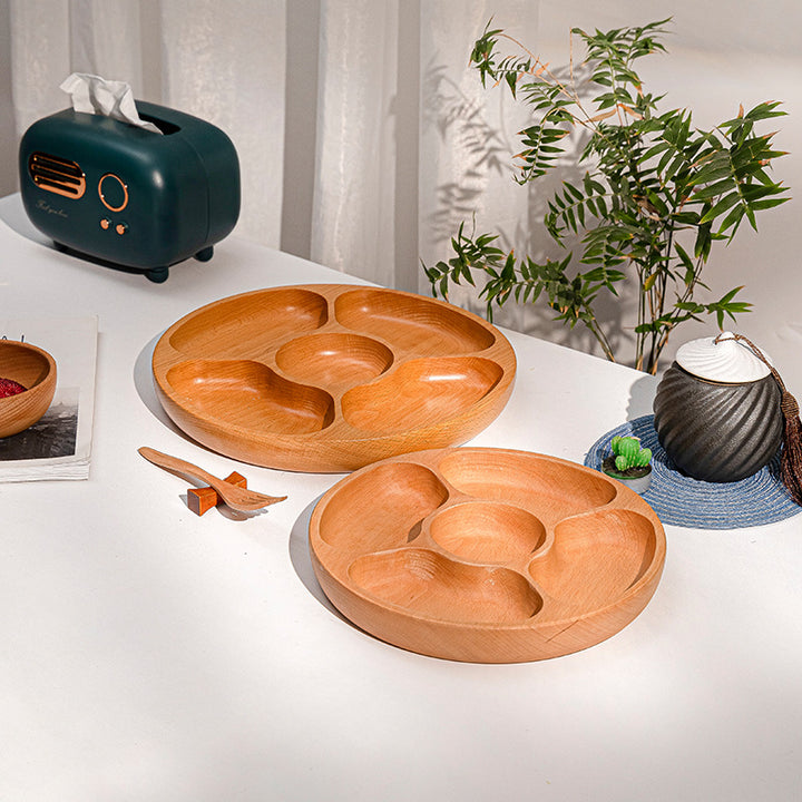 Elegant Beef Serving Plate with Four Compartments Made of High-Quality Wood Bowlift