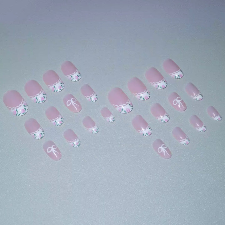Artificial Nail Set with Elegant Bow Design Bowlift