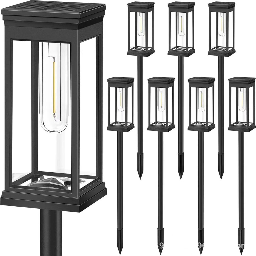 Solar LED Garden Stake Lantern with COB Bulb and Spike Mount Bowlift