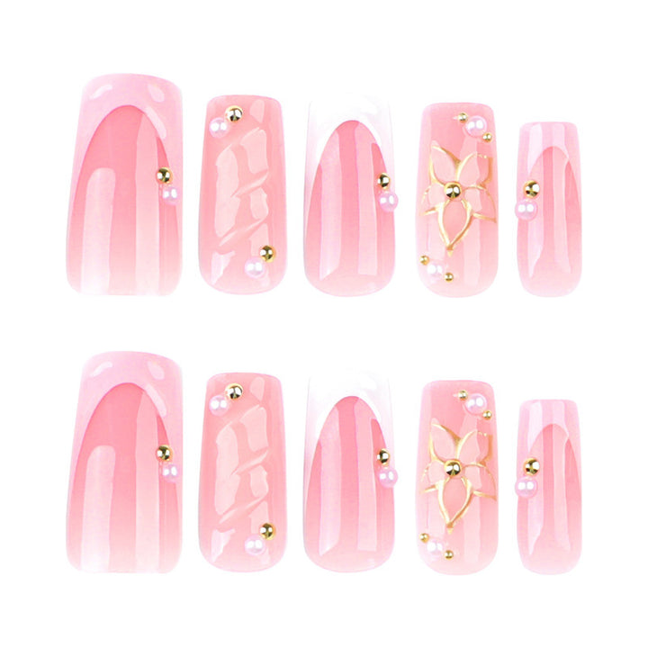 Elegant Floral-Embellished Press-On Nail Extensions Bowlift