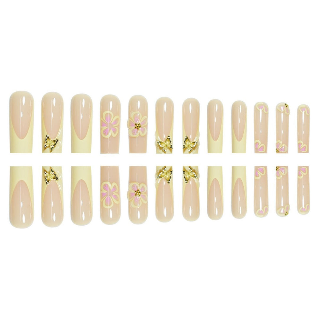 Decorative Nail Enhancements with Floral Accents Bowlift