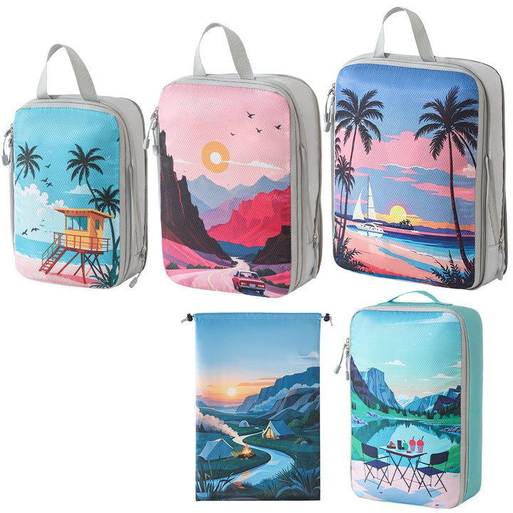 Set of travel organizers with unique nature motifs Bowlift