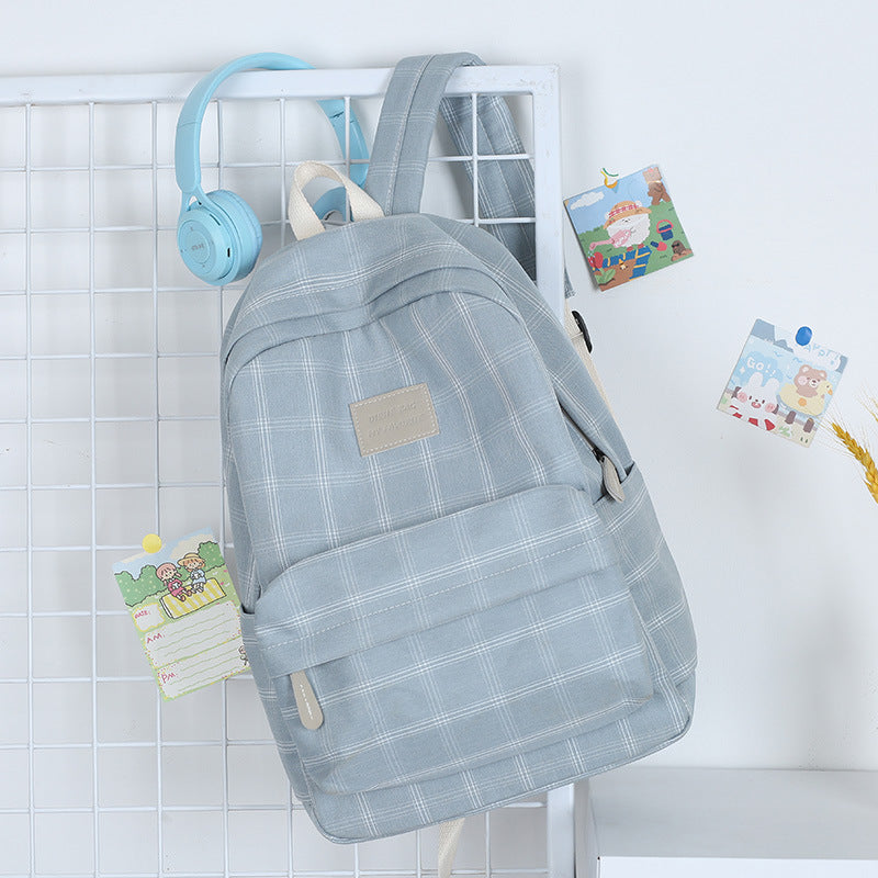 Classic Plaid Pattern School Backpack Bowlift