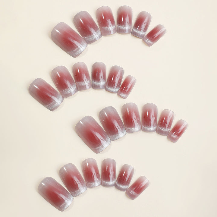 Elegant Press-On Nail Kit with Gradient Design Bowlift