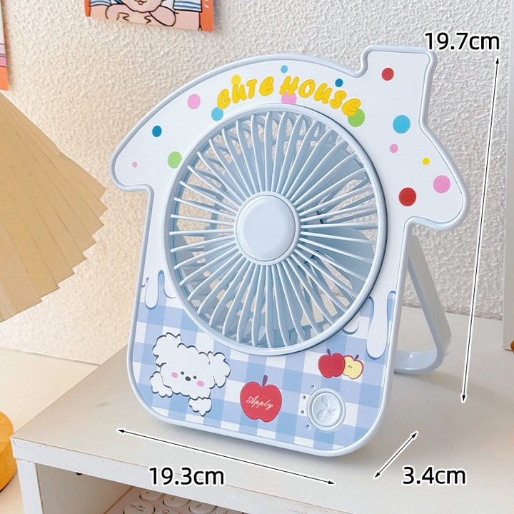 Ladies Portable Table Fan in Cute House Design Bowlift