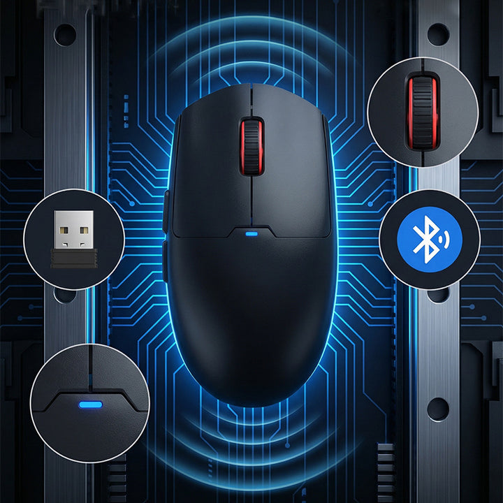 Wireless Gaming Mouse with Adjustable Dpi and Multiple Connection Options Bowlift