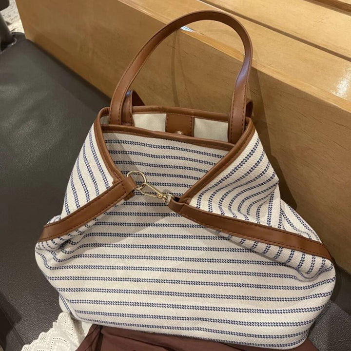Striped Canvas Tote Bag Bowlift