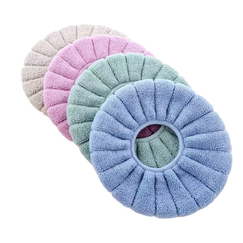 Plush Terry Microfiber Cushioned Toilet Seat Cover with Elastic Fit Bowlift