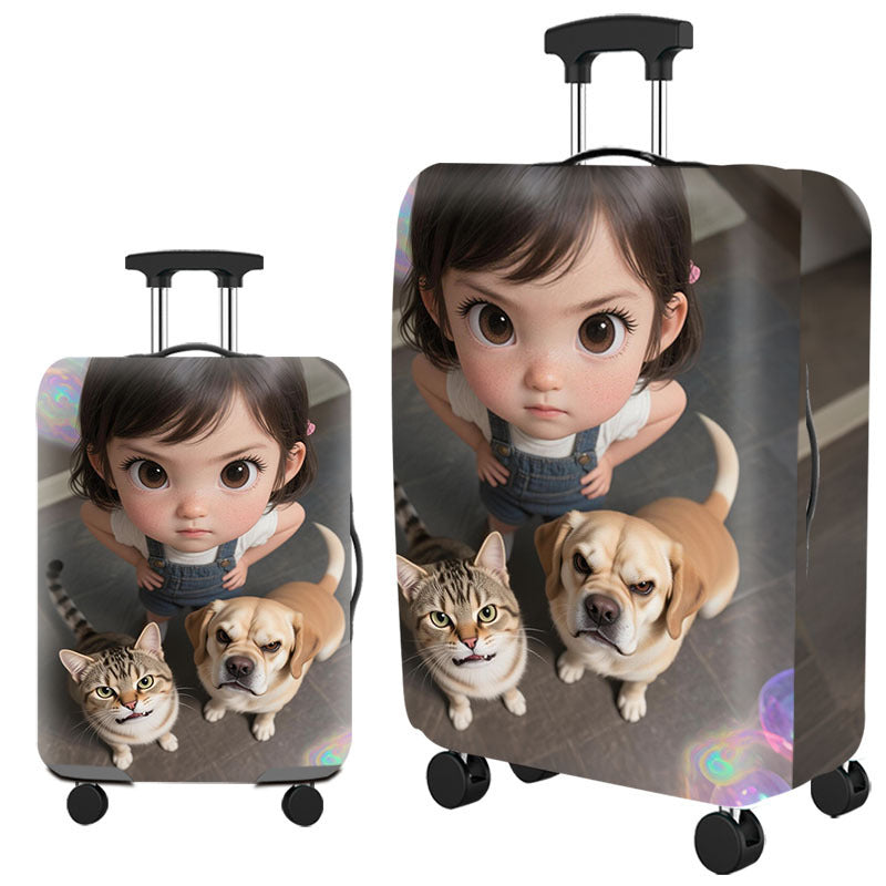 Artistic Cat-Themed Hard Shell Suitcase Bowlift