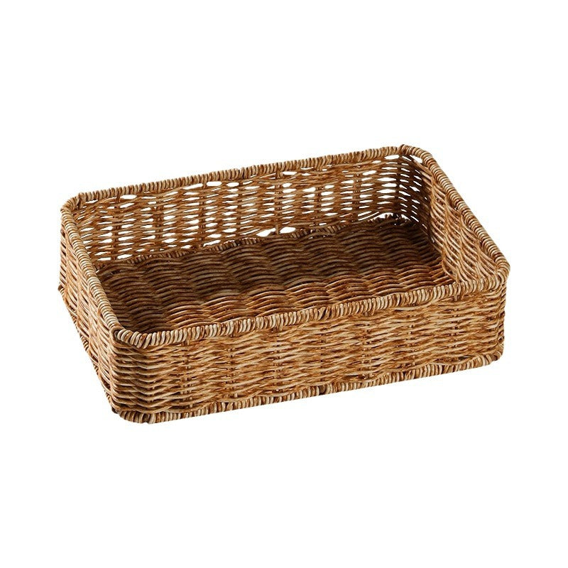 Handwoven Rectangular Wicker Storage Basket Bowlift