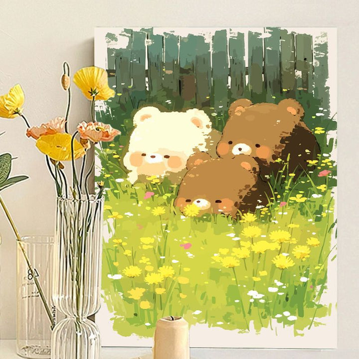 Cute Bear-Themed Art Canvas Print Bowlift