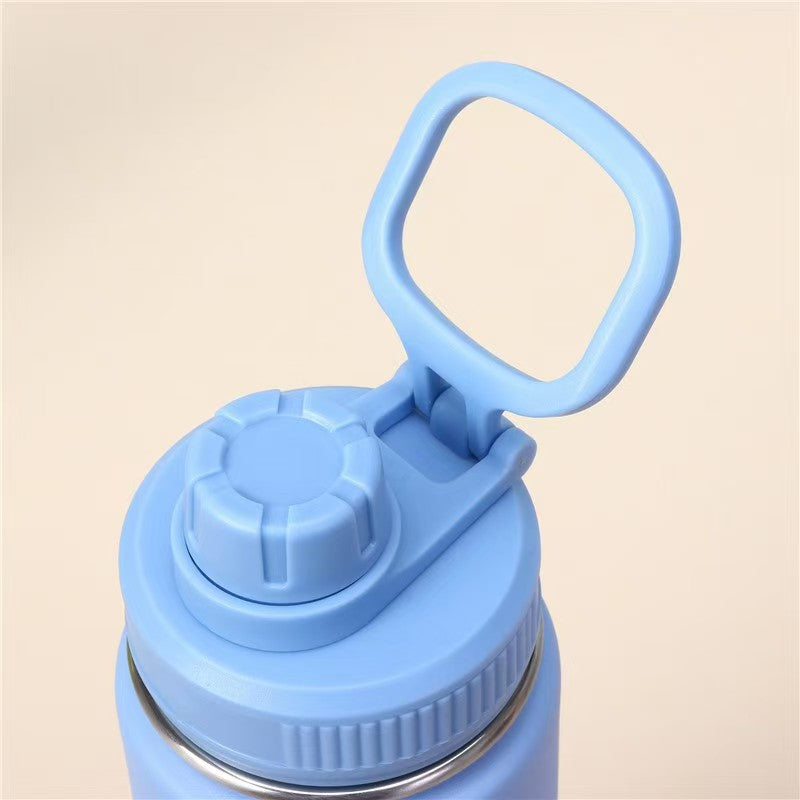 Insulated Vacuum Stainless Steel Water Bottle with Flip Straw and Carry Handle Bowlift