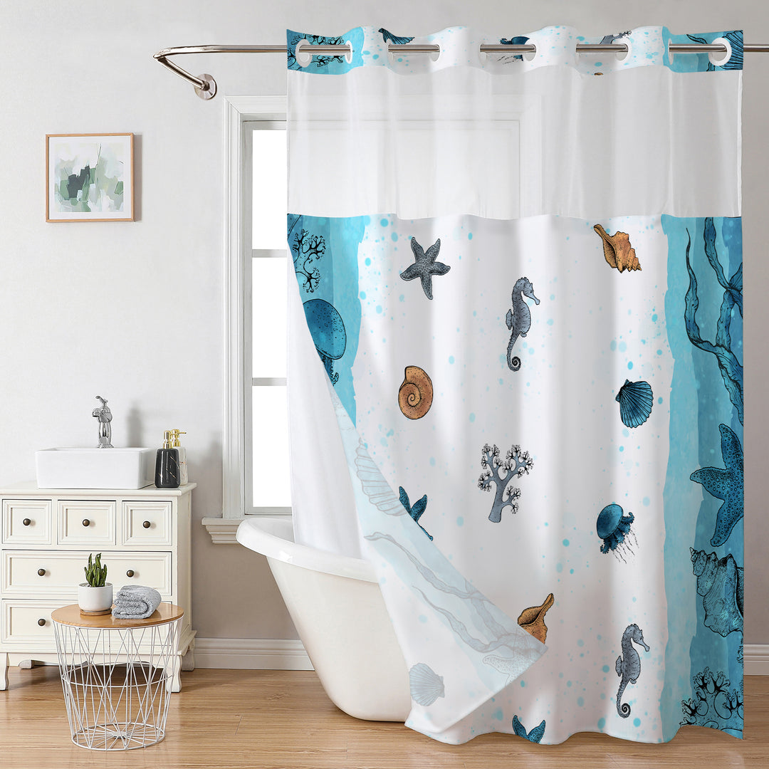 Ocean-Themed Shower Curtain Bowlift