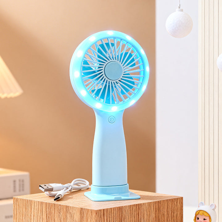 Women's portable hand fan with LED lighting and USB connector Bowlift
