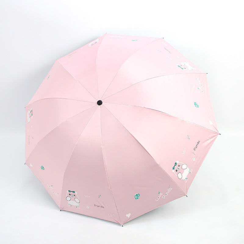 Ladies folding umbrella with cute panda design Bowlift