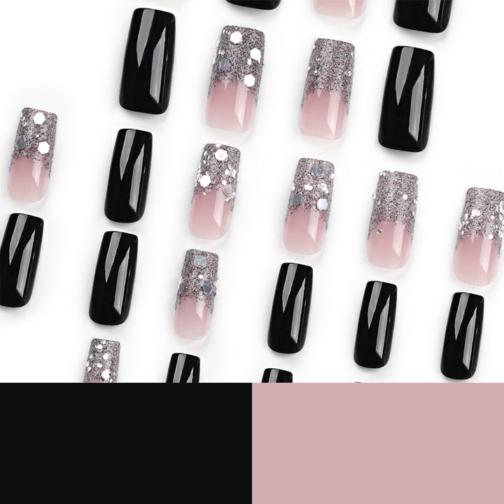 Artistic Acrylic Nails with Glitter Accents Bowlift
