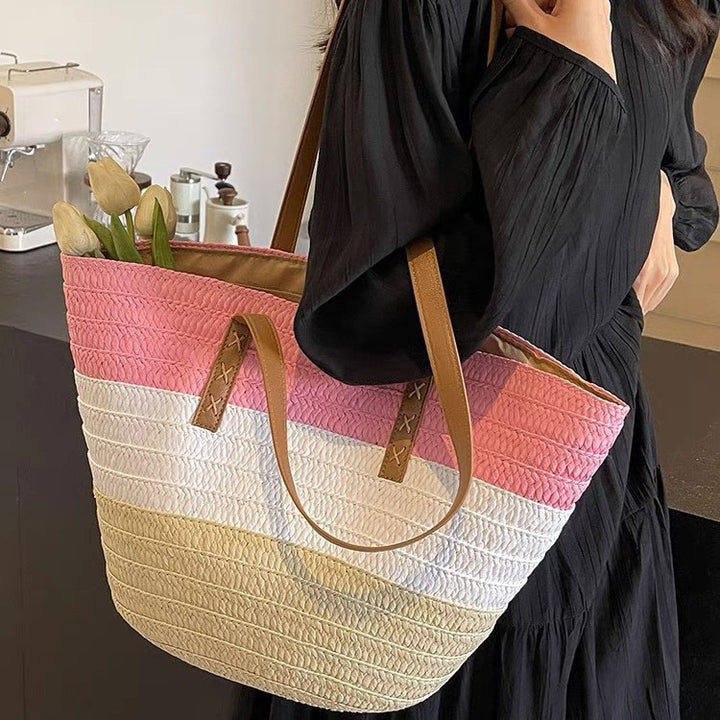 Braided beach bag with sturdy leather handles Bowlift
