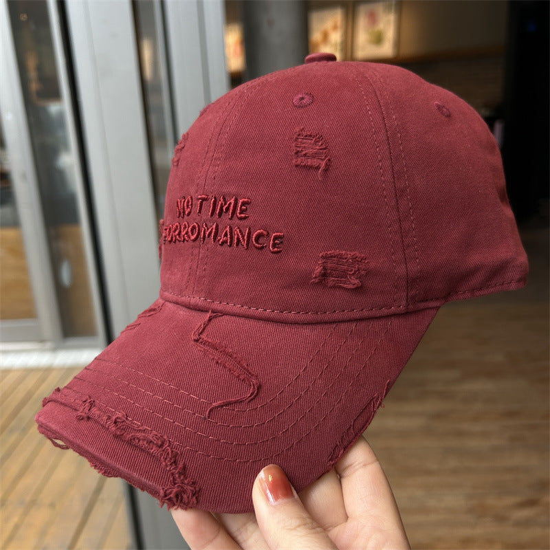 Women's Distressed Cotton Baseball Cap Bowlift