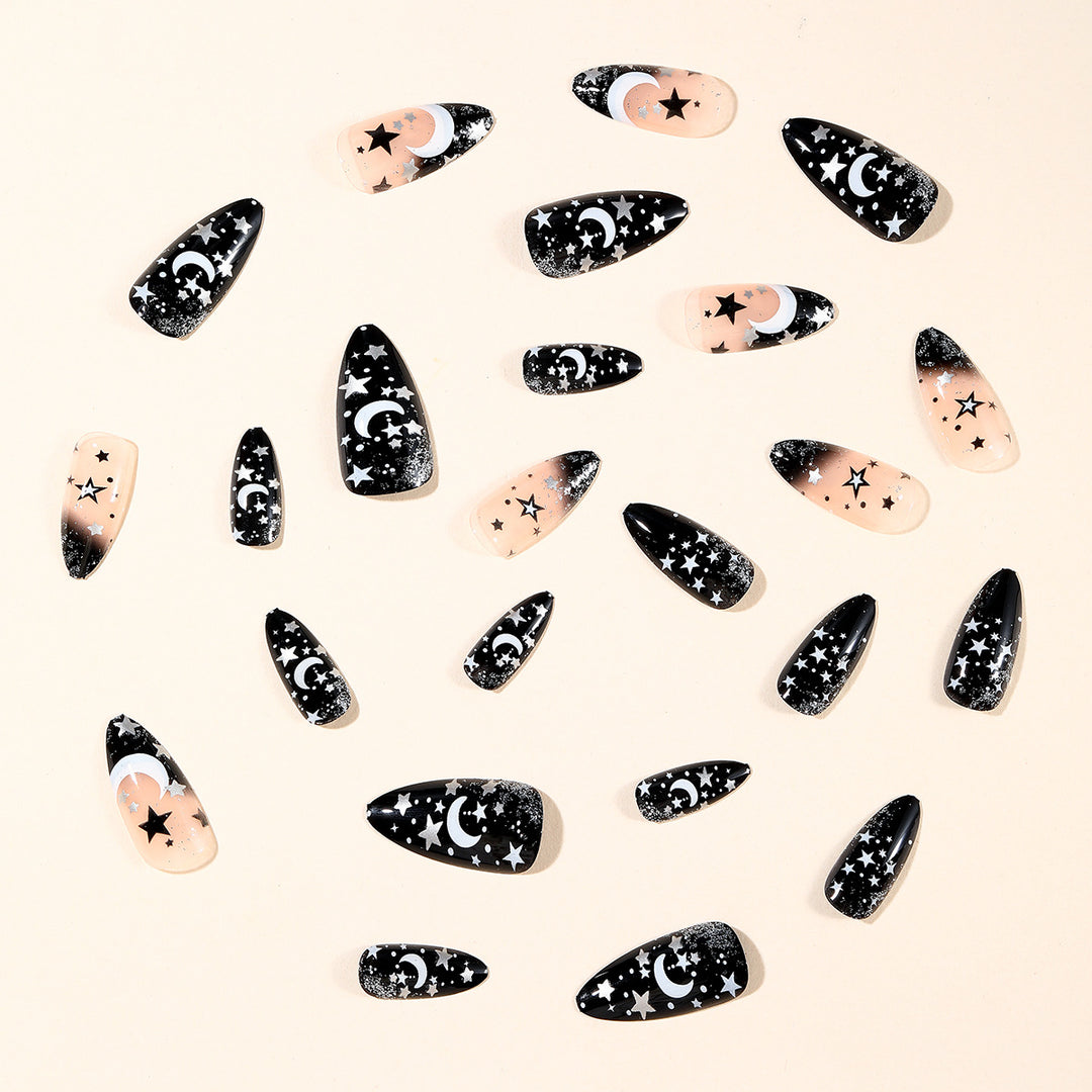 Stiletto Nail Art Extensions with Celestial Design Bowlift
