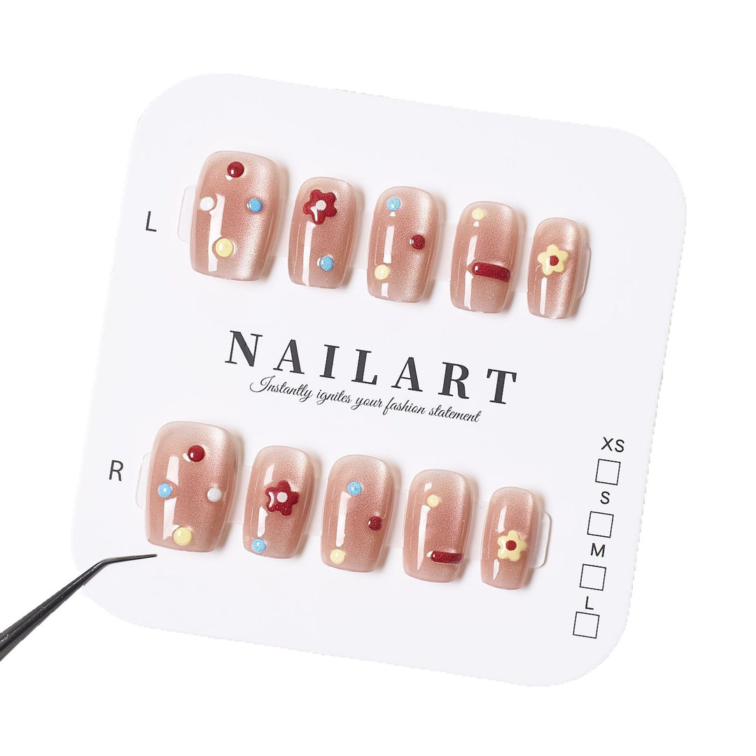 Artificial nails with playful decor Bowlift