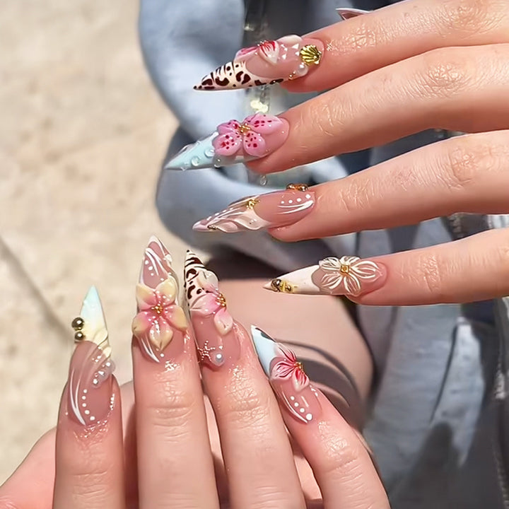 Floral Art Press-On Nail Tips Set Bowlift